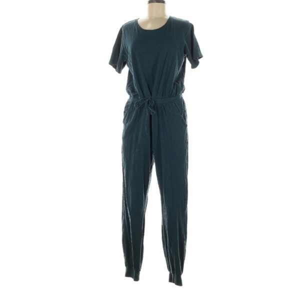 Pact Organic Cotton Relaxed Slub House Short Sleeve Jumpsuit Dark Teal XS - Picture 3 of 12